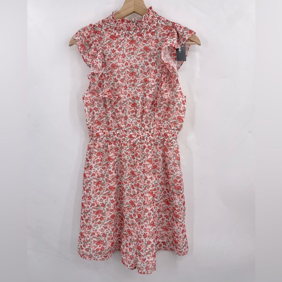 NWT LULU’s Romper Amazing Days White Floral Print Ruffled Mock Neck Romper Small - Picture 5 of 8